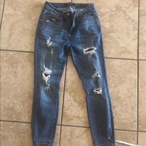 Judy Blue Boyfriend Distressed Blue Jeans